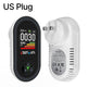Gas detector with digital display and US plug on a white background