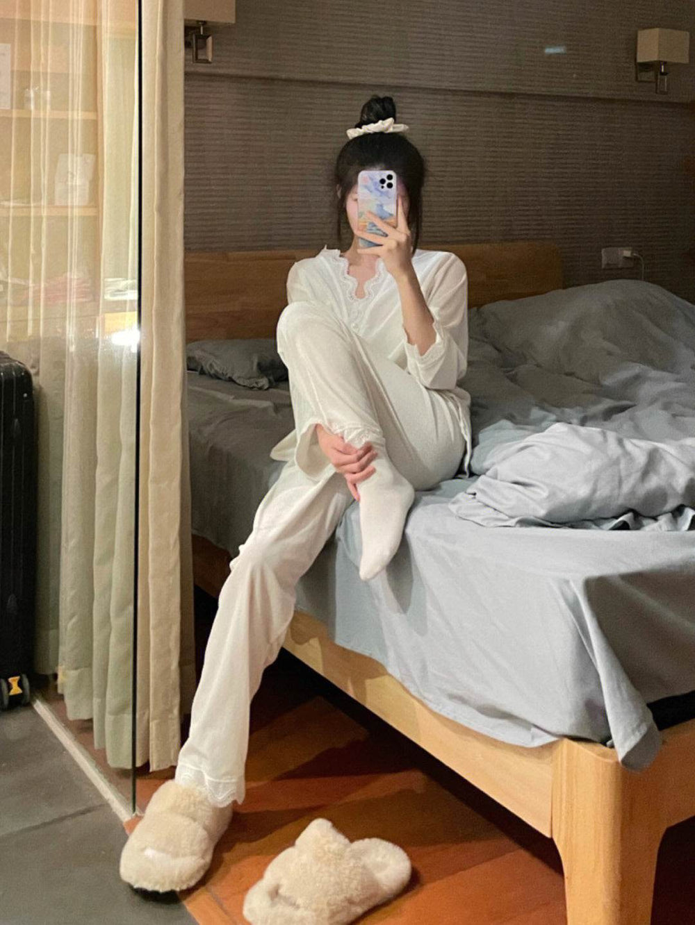 Lace Long-sleeved Pajamas Set For Women - EX-STOCK Canada