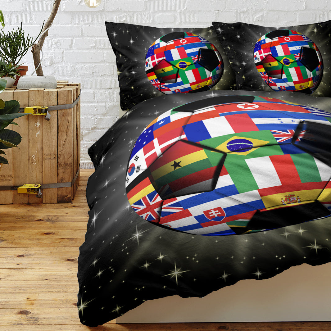 3D Soccer Ball Bedding Set Football World Flags Print Duvet Cover Sets For Teen Boys Sports Bedding Sets Universe Stars Black Bed Quilt Cover EX-STOCK Canada 