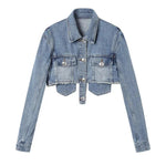 Light Blue crop Denim Jacket For Women - EX-STOCK CANADA