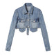 Light Blue crop Denim Jacket For Women - EX-STOCK CANADA
