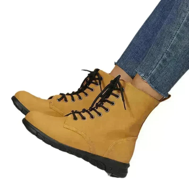 Round Toe Martin Shoes Mid-calf Length Large Size Leather Boots - EX-STOCK CANADA