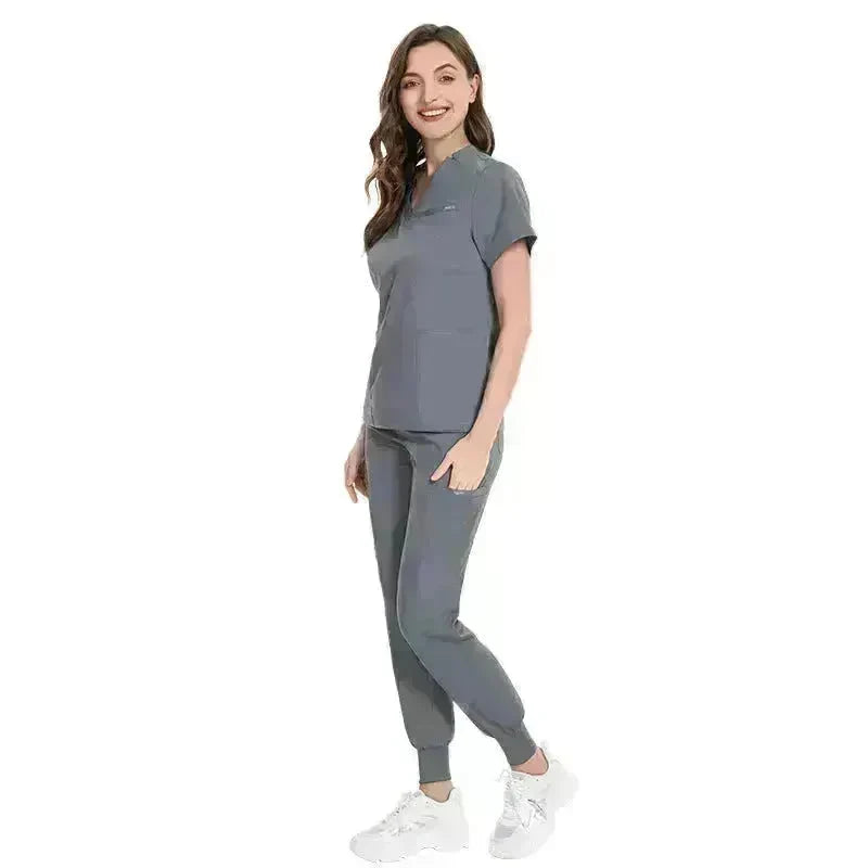 Hospital Nurses V-Neck Suit Work Uniform Workwear - EX-STOCK CANADA