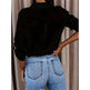 Women's Casual Long Sleeve Button-Down Shirt With Roll-Up Sleeves, Stylish Mid-Length Blouse For Everyday Wear EX-STOCK