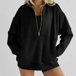 Media cremallera de la mujer Fashion Fashion Casual Ejercicio de sudadera de sudadera de gran tamaño