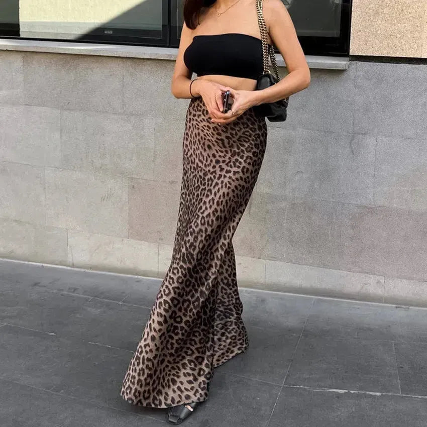 Leopard Long Skirt Fashion Mermaid Skirt Womens Clothing - EX-STOCK CANADA