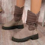 Fashion Mid-calf Snow Boots With Lace-up Design Winter Warm Thickened Low-heeled Boot Women's Casual Shoes Outdoor
