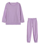 2pcs Ladies Athleisure wear Long sleeve Round neck  Sweatsuit set