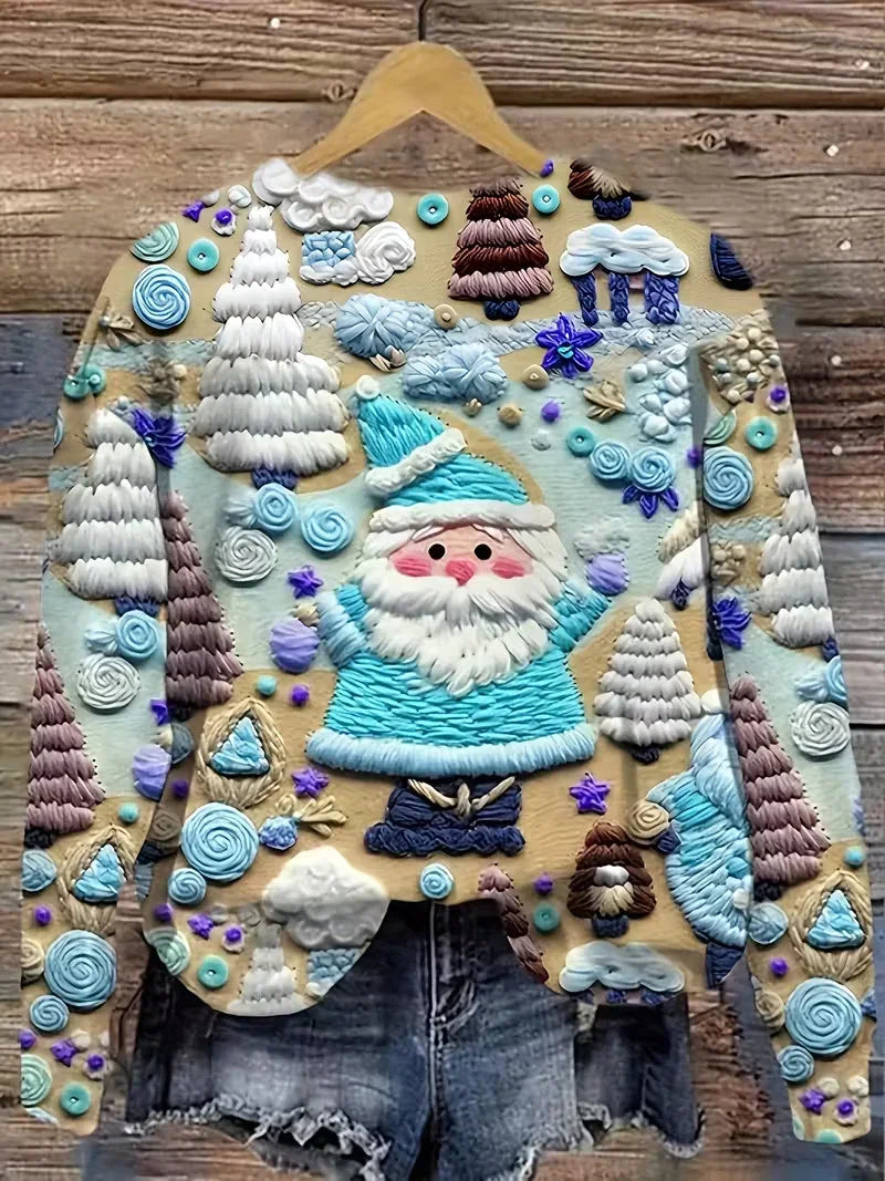 Women's Pullover Christmas Pattern Round Neck Sweatshirt EX-STOCK Canada 