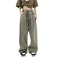 Retro Worn Looking Washed-out Drawstring Baggy Jeans Pant For Women - EX-STOCK CANADA