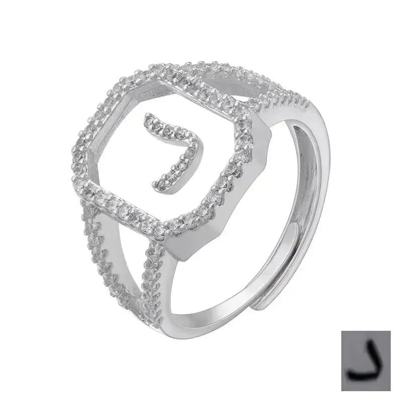 Fashion Micro Inlaid Zircon Arab Letters Ring for women - EX-STOCK CANADA
