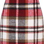 Women's High Waist Plaid Tight Pencil Wool Mini Skirt - EX-STOCK CANADA