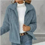 Fall Winter Casual Women Thick Fleece sherpa  Lapel  Cardigan sweater Jacket