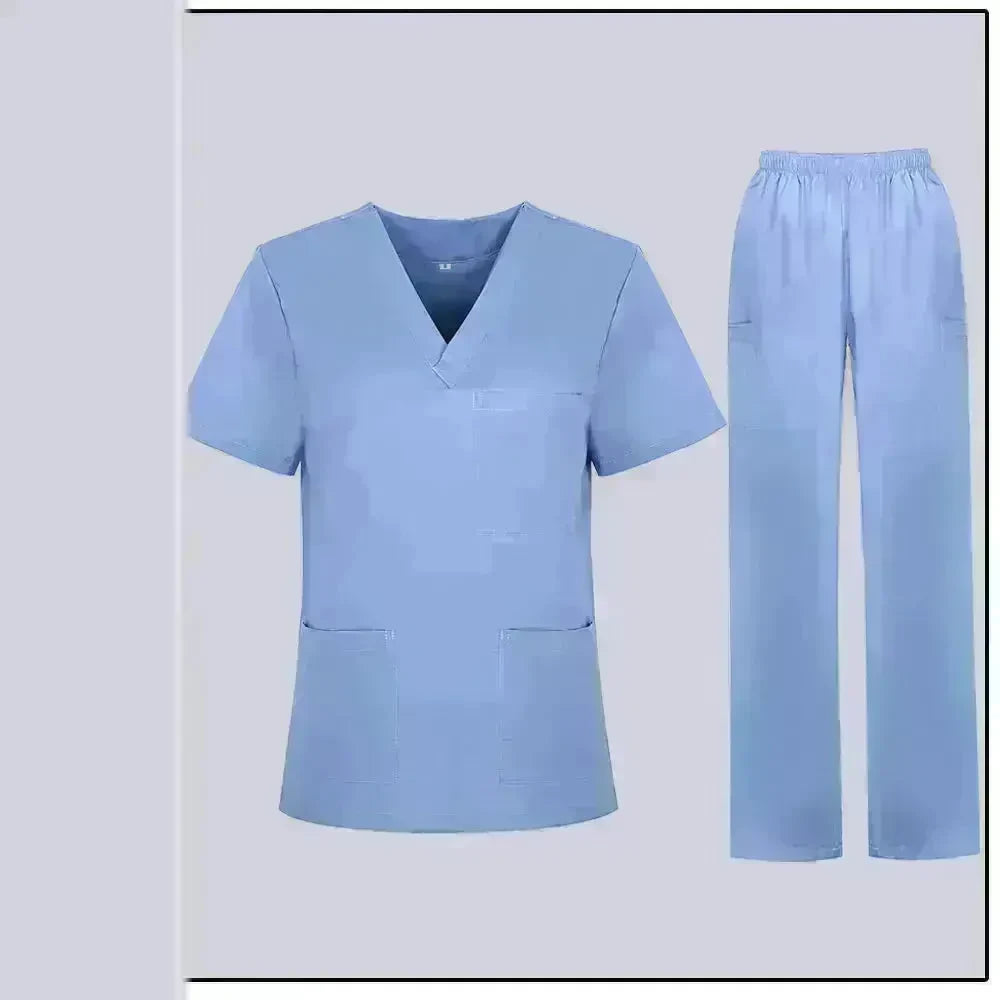 Women Nurse Uniform Female Hospital Nurse Costume V Neck Top Pants Set Nursing Uniforms Women Scrubs Set for Beauty Salon Massaging Workwear - EX-STOCK CANADA