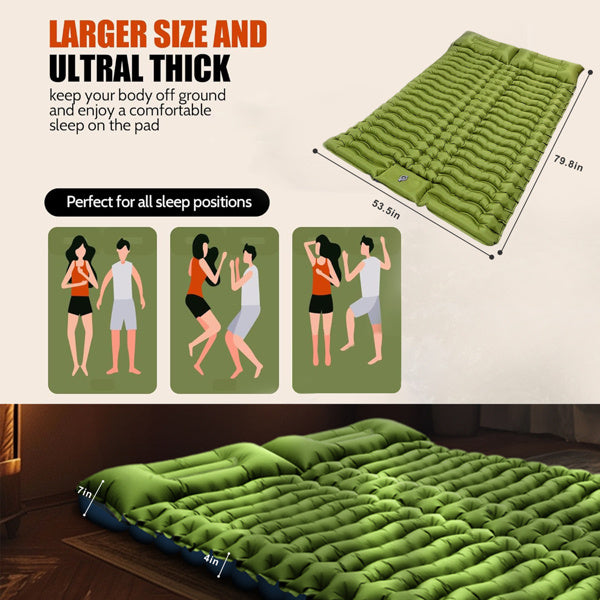 Double Air Mattress With Pillow, Built-in Foot Pump, 4-inch Camping Air Mattress, For Backpacking, Hiking, Traveling-It Is Prohibited To Sell On Walmart And Does Not Ship On Weekends EX-STOCK