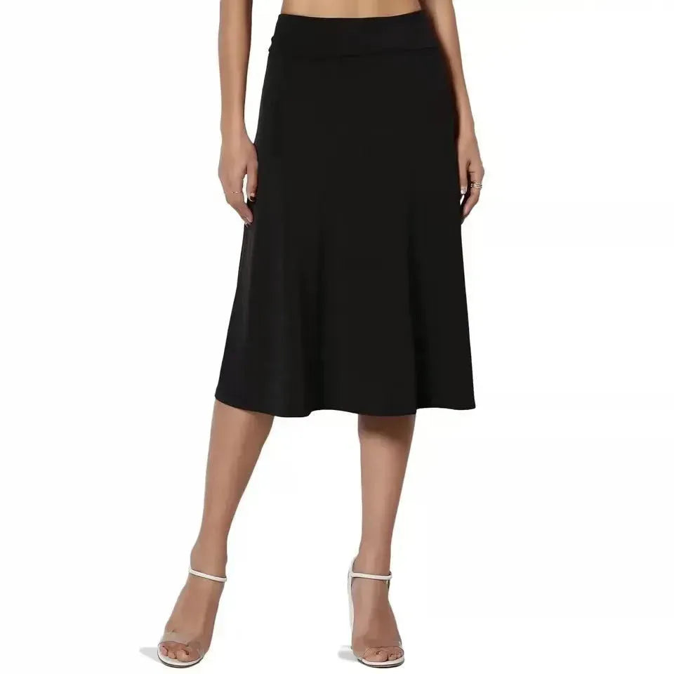 Women's casual High Waist flared Midi Skirt - EX-STOCK CANADA