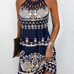 Fashion Print Dress Casual Halterneck Dresses For Women Summer Clothes - EX-STOCK CANADA
