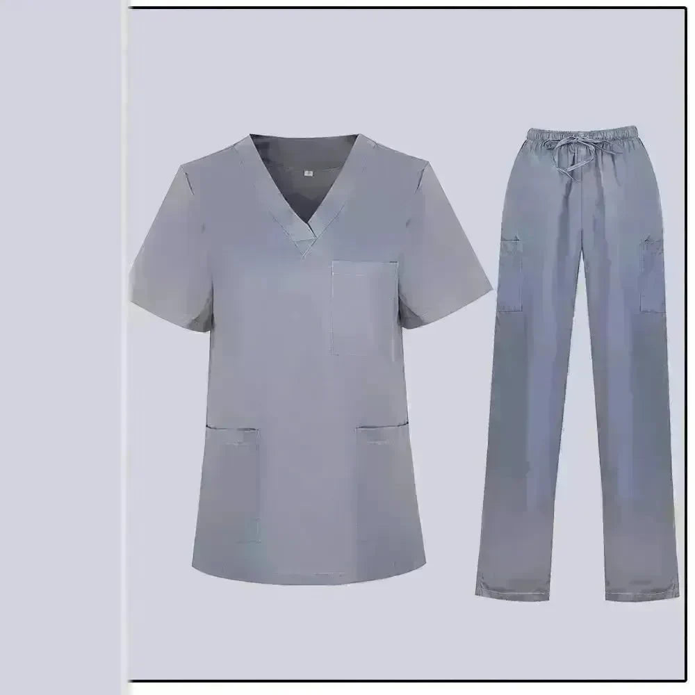 Women Nurse Uniform Female Hospital Nurse Costume V Neck Top Pants Set Nursing Uniforms Women Scrubs Set for Beauty Salon Massaging Workwear - EX-STOCK CANADA