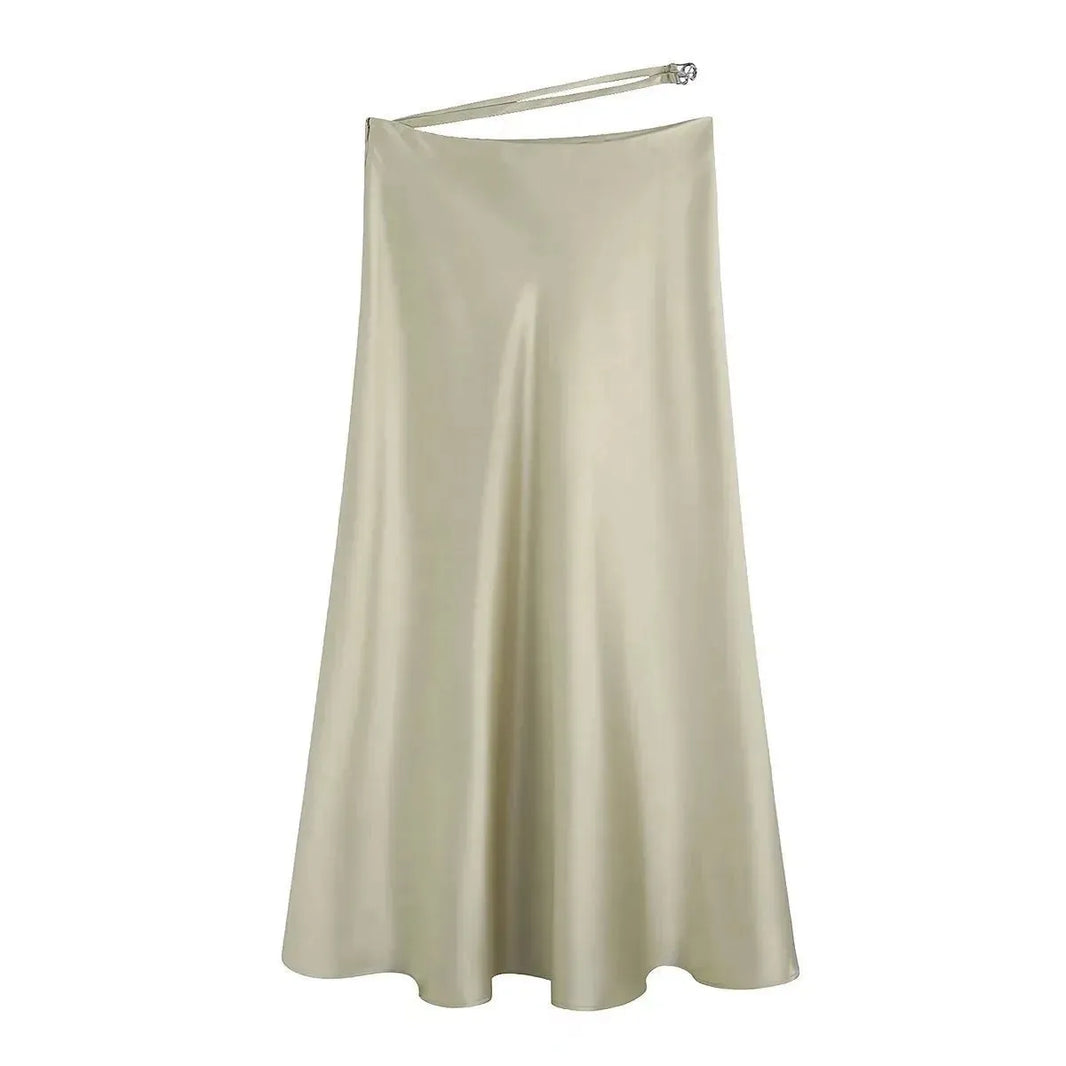 High Waisted Midi Silk Satin Skirt - EX-STOCK CANADA