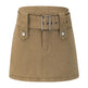 American Retro Wide Waistband Denim Mini Skirt with Belt - EX-STOCK CANADA