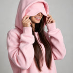 Pink Women's Fleece-Lined Hoodie & Jogger Set with Eye Mask Hood – Pink, Black, Beige | S–3XL
