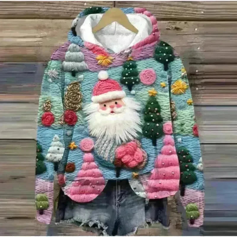 Print Christmas Holiday Casual Hoodie Sweater Pullover - EX-STOCK CANADA