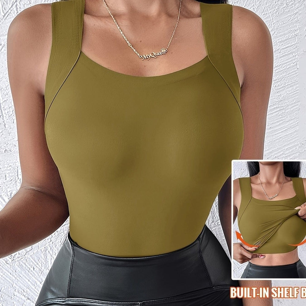 Women's Seamless Thermal Vest – Built-In Bra, Nylon, S–6XL | Multiple Colours