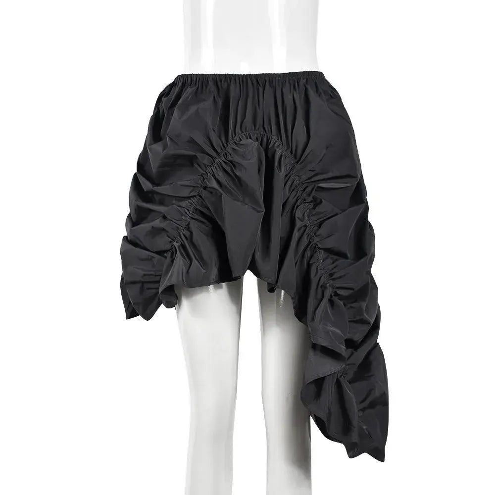 Street Cool Trendy Wrinkle Elastic Waist Irregular Loose Skirt - EX-STOCK CANADA