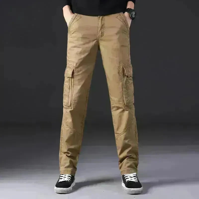 Overalls Men's Outdoor Casual Trousers Pure Cotton Straight Loose Multi-pocket Cargo Pant - EX-STOCK CANADA