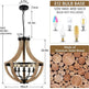 Solid Wood Modern Chandelier For Dining Room, Living Room, Kitchen, Island, Bedroom, Foyer, Height Adjustable, Brown - EX-STOCK CANADA