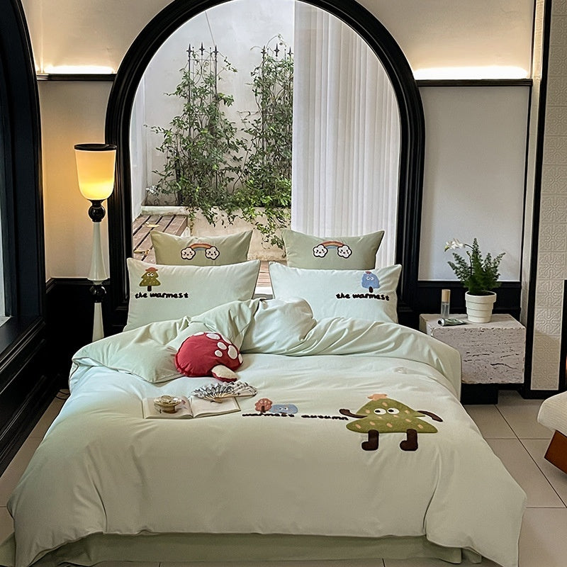 Cartoon Cute Style Cotton Sanding Duvet Cover Bed Sheet Bedding EX-STOCK Canada 