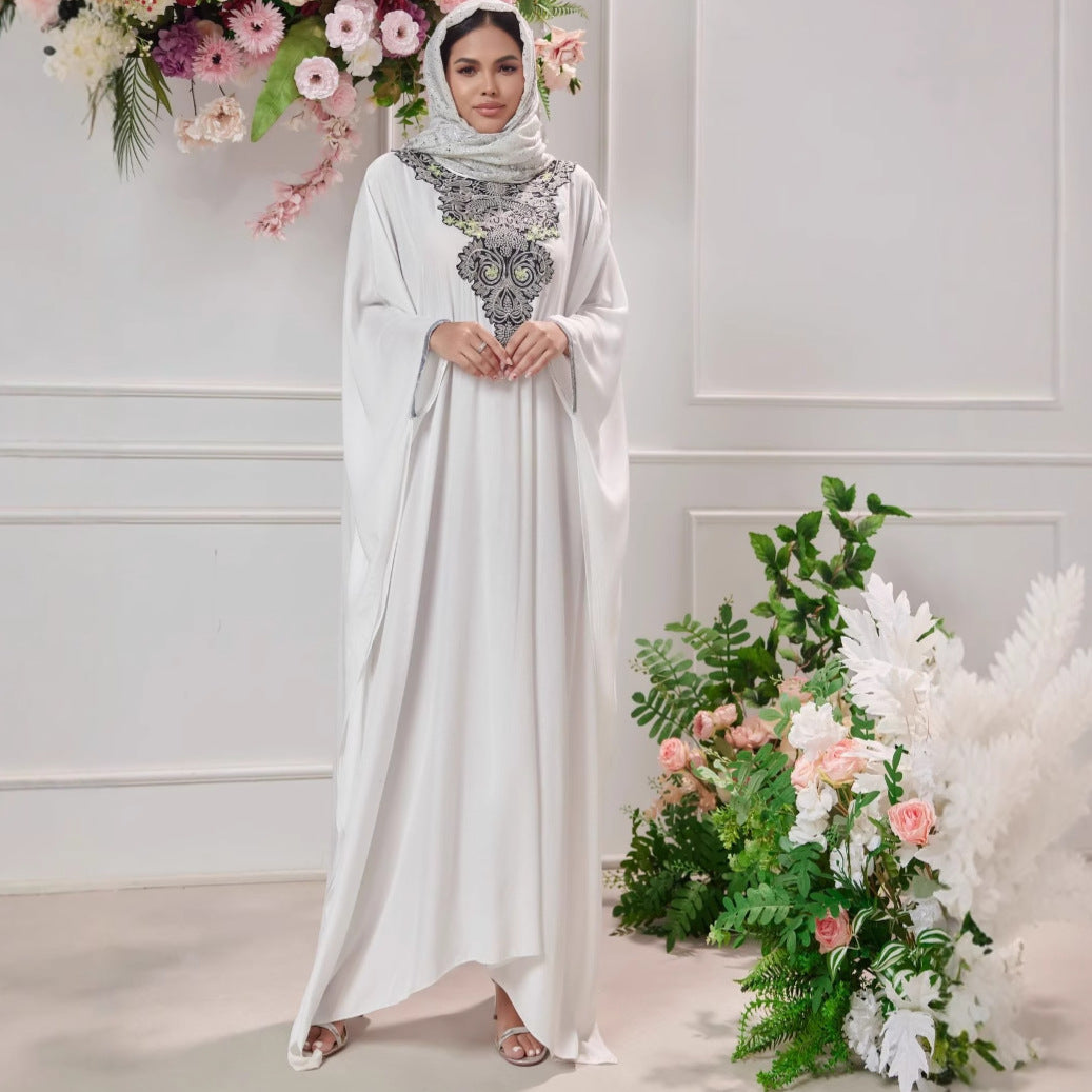 Abito in pizzo ricamato a macchina per donna taglia forte, stile musulmano Medio Oriente - EX-STOCK Canada