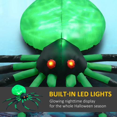 HOMCOM 6 Halloween Inflatable Outdoor Decoration Spider, Blow Up LED Yard Decor For Garden, Lawn, Party, Holiday, Waterproof EX-STOCK