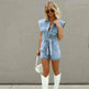 Female Loose Shirt Denim Jumpsuit - EX-STOCK CANADA