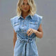 Female Loose Shirt Denim Jumpsuit - EX-STOCK CANADA