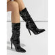 Patent Leather High Heel Pointed Stiletto Heel Pile Style Boots - EX-STOCK CANADA