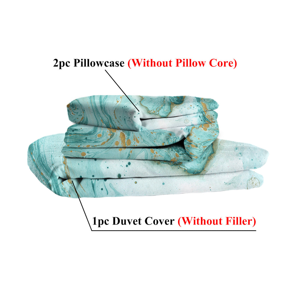 Chic Girly Marble Duvet Cover Mint Gold Glitter Turquoise Bedding Comforter Set Abstract Aqua Teel Blue Duvet Cover EX-STOCK Canada 