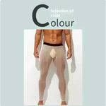 Men's Ultra thin Ice Silk Long John Skinny Flesh Nude Reflective Slim Leggings - EX-STOCK CANADA