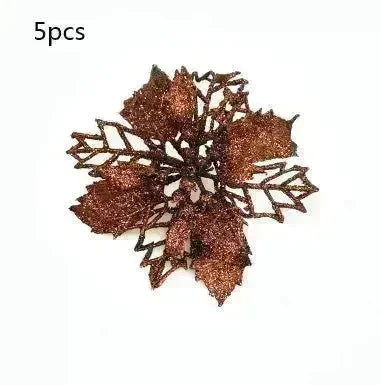 Glitter Artifical Christmas Flowers Christmas Tree Decorations For Home Fake Flowers Xmas Ornaments New Year Decor - EX-STOCK CANADA