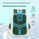 Backpack with honeycomb pressure-free design on a light blue background
