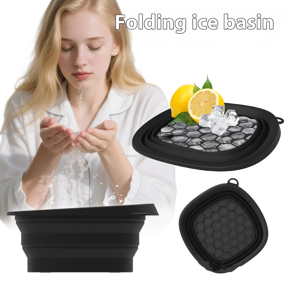 Bacinella pieghevole in silicone domestica, vassoio del ghiaccio, ice facial care, bacinella per bagno con ghiaccio 