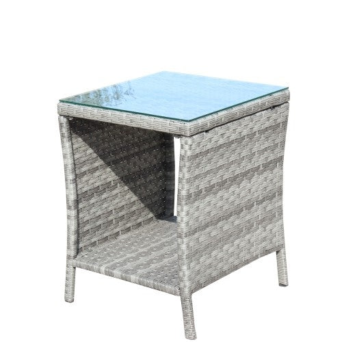Mobilier de patio extérieur 1 table basse avec verre trempé transparentEX-STOCK Canada 