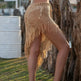 European And American Women's See Through Hollow Knitted tassel fringe Slant Beach Skirt - EX-STOCK CANADA