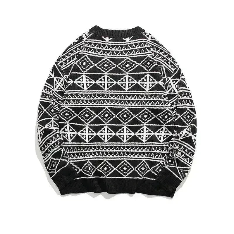 New Trendy Casual Jacquard Knitted Loose Pullover Sweater unisex - EX-STOCK CANADA