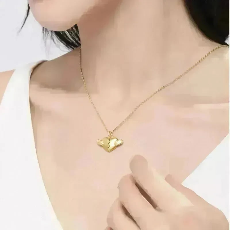 Creative Magnet Love Necklace 2pcs Heart-broken Shape Necklace Men And Women Personalized Jewelry For Valentine's Day - EX-STOCK CANADA