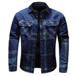 Fashion Plaid Denim Long-sleeved mens denim shirt Slim fit Jeans Shirt for men Denim top for men - EX-STOCK CANADA