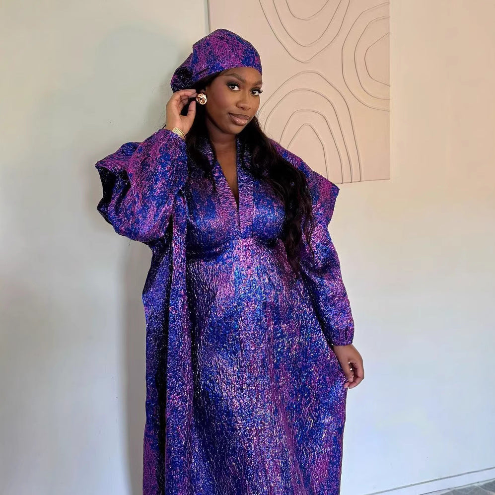 Muslim Figured Cloth Loose Long Robe Women's Clothing Plus Size Dress - EX-STOCK Canada