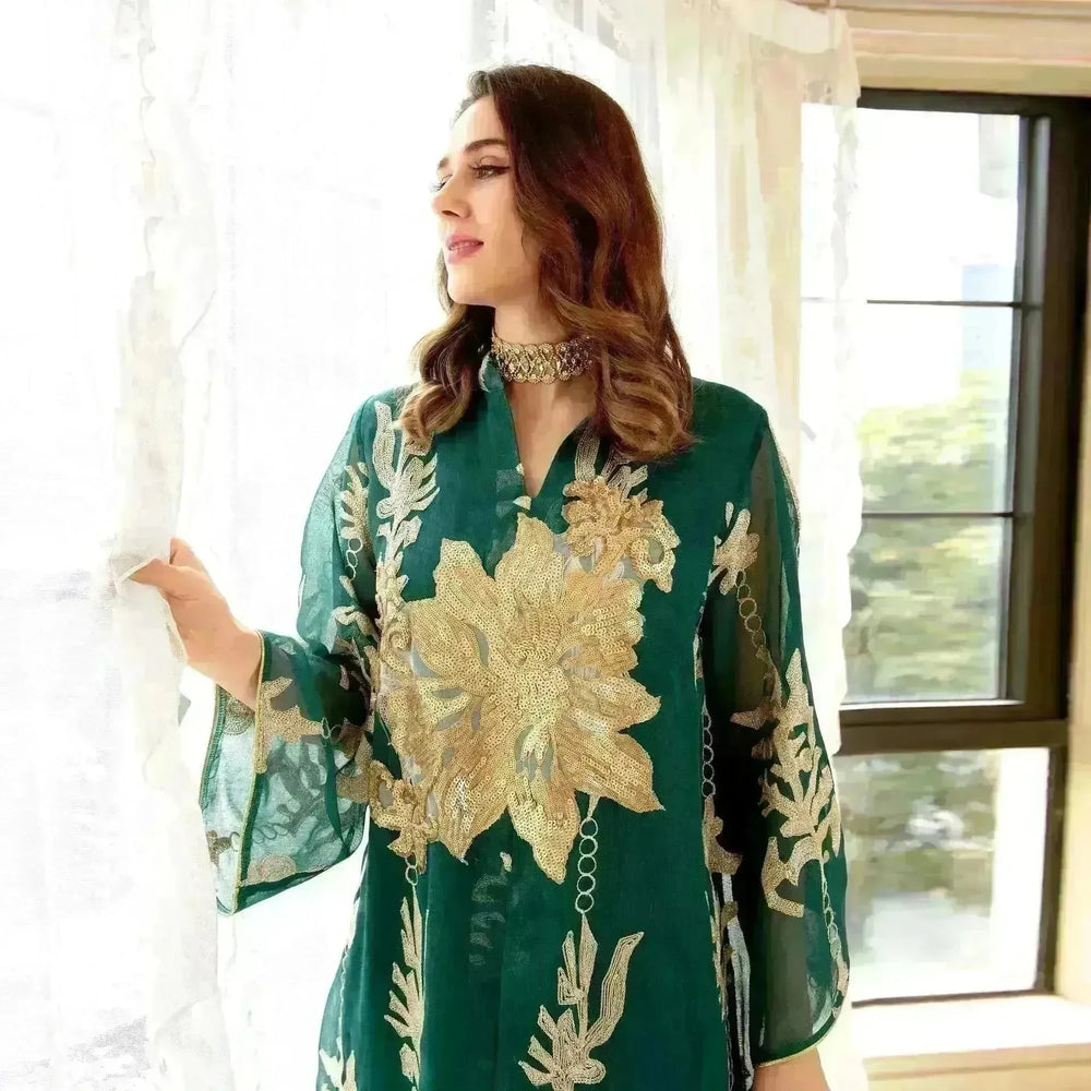 Fired Sequins Light Luxury Celebrity Party Abaya Dress for Arab Dubai Turkey Middle East Women - EX-STOCK CANADA