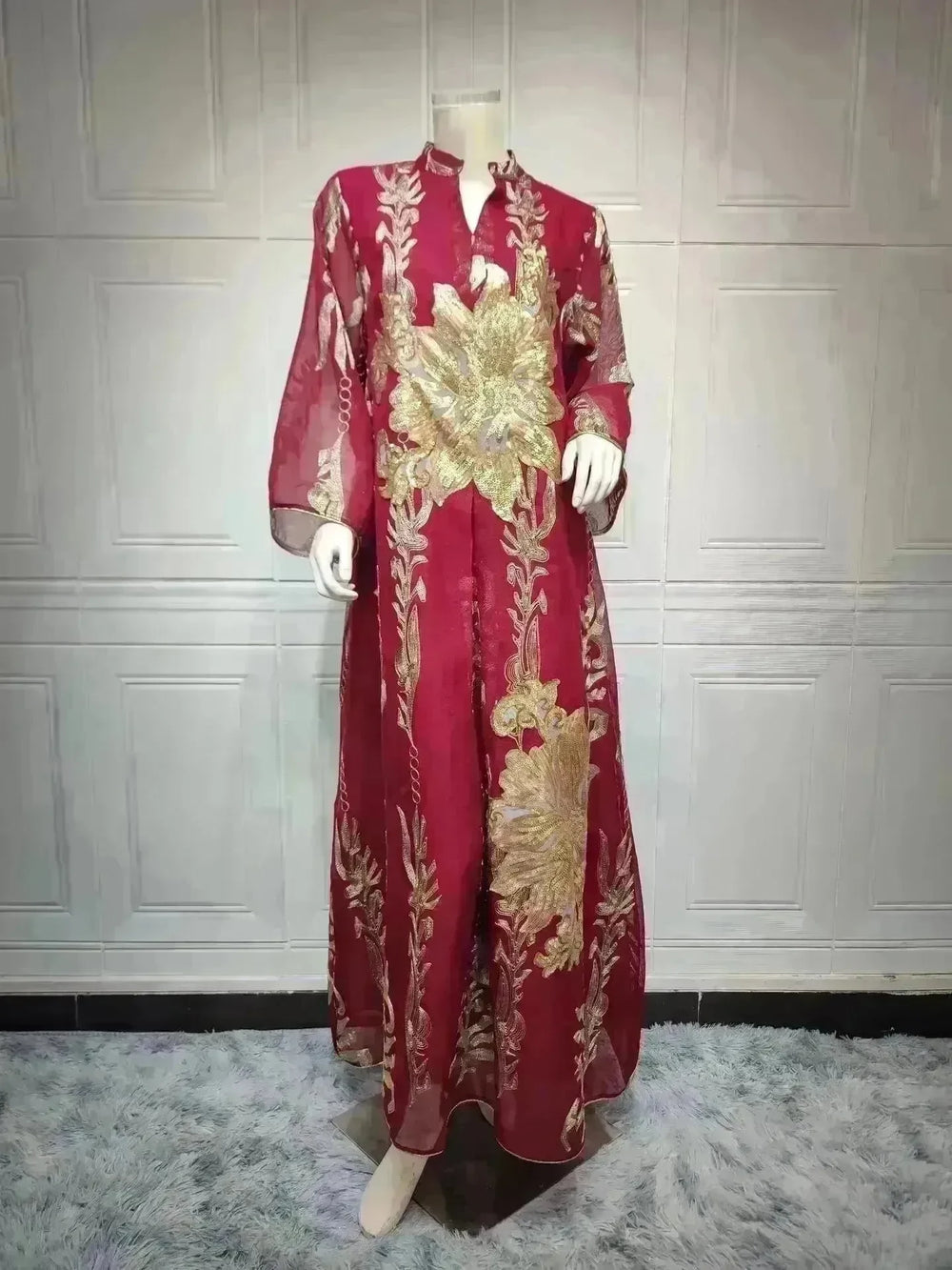 Fired Sequins Light Luxury Celebrity Party Abaya Dress for Arab Dubai Turkey Middle East Women - EX-STOCK CANADA