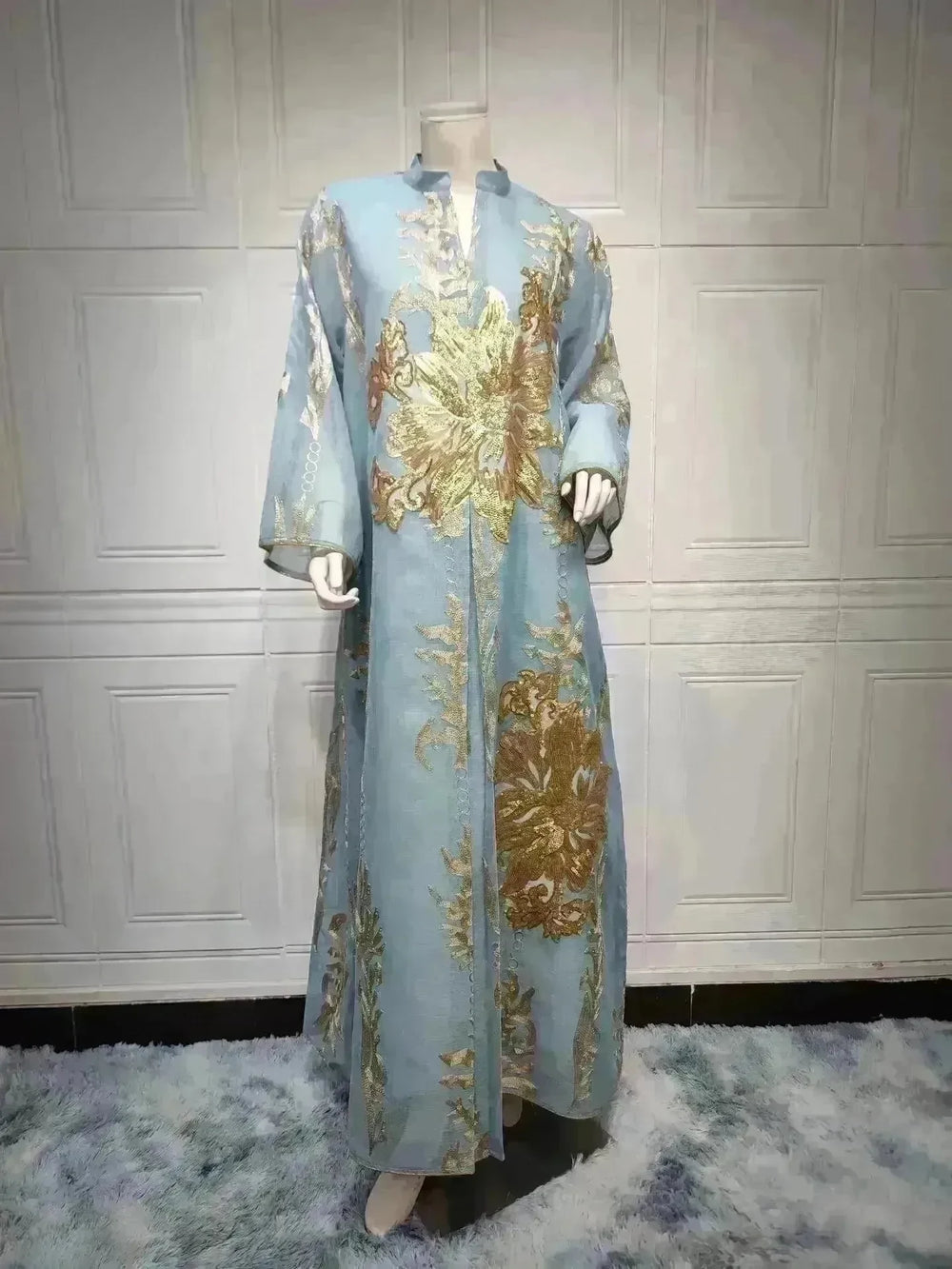 Fired Sequins Light Luxury Celebrity Party Abaya Dress for Arab Dubai Turkey Middle East Women - EX-STOCK CANADA